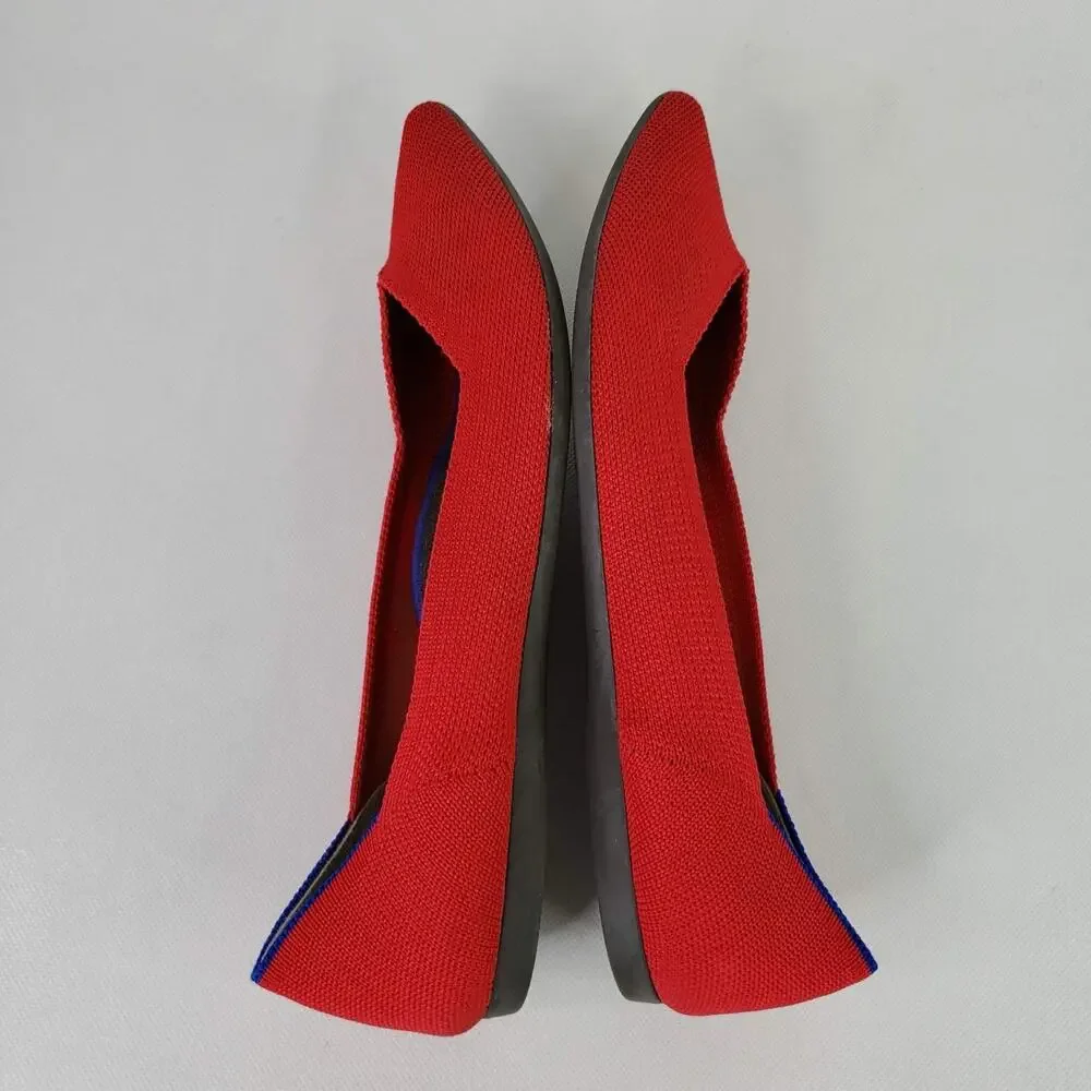 Rothys The Point Shoes Womens Size 9 Red Knit Pointed Toe Ballet Flats Slip On